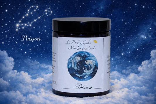 Bougie Astrologique Poisson cire soja signe du zodiaque artisanale - L'Atelier Ginko