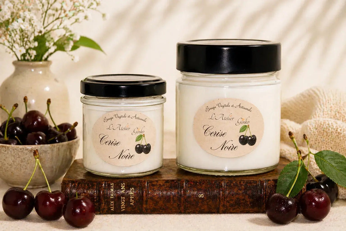 Bougie parfumée Cerise Noire cire de soja artisanale L'Atelier Ginko Moselle