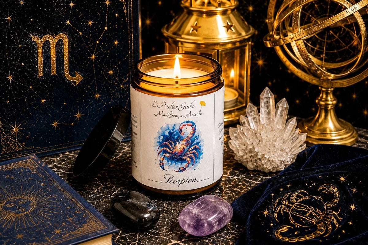 Bougie parfumée Astrologique Scorpion – Cire de soja artisanale - L'Atelier Ginko - Boutique en Ligne