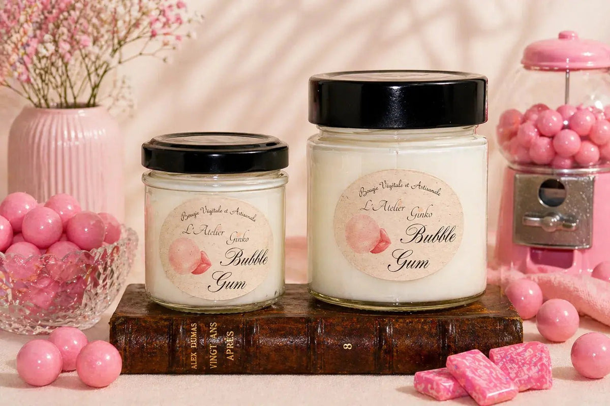 Bougie parfumée Bubblegum cire de soja artisanale - L'Atelier Ginko