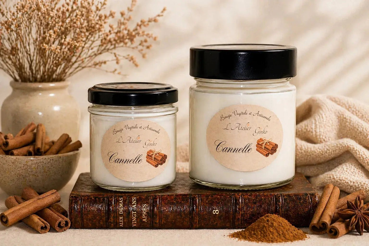 Bougie parfumée Cannelle cire de soja artisanale - L'Atelier Ginko