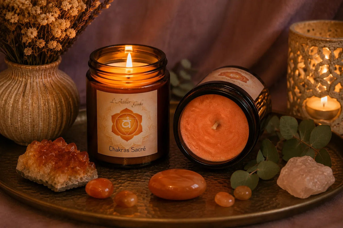 Bougie parfumée Chakras Sacré SVĀRA - L'Atelier Ginko - Boutique en Ligne