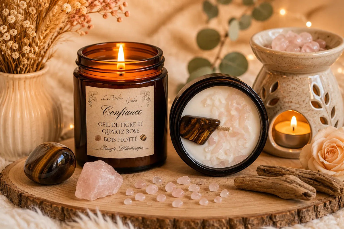Bougie parfumée Lithothérapie Confiance - L'Atelier Ginko - Boutique en Ligne