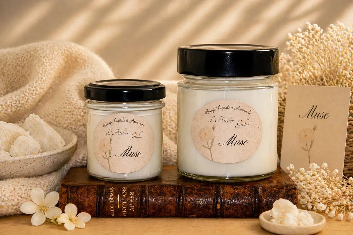 Bougie parfumée Musc cire de soja artisanale - L'Atelier Ginko
