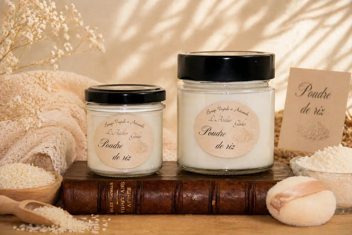 Bougie parfumée Poudre de Riz cire de soja artisanale L'Atelier Ginko Moselle