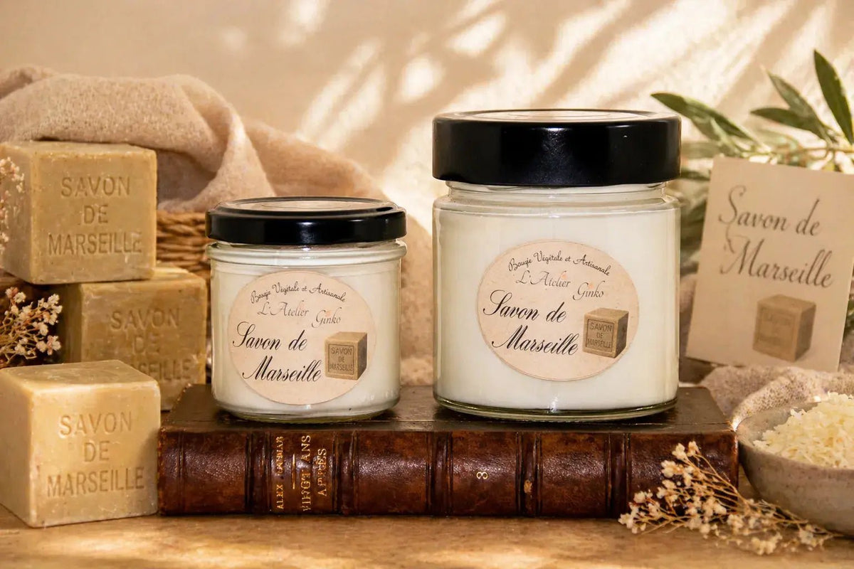 Bougie parfumée Savon de Marseille cire de soja artisanale - L'Atelier Ginko