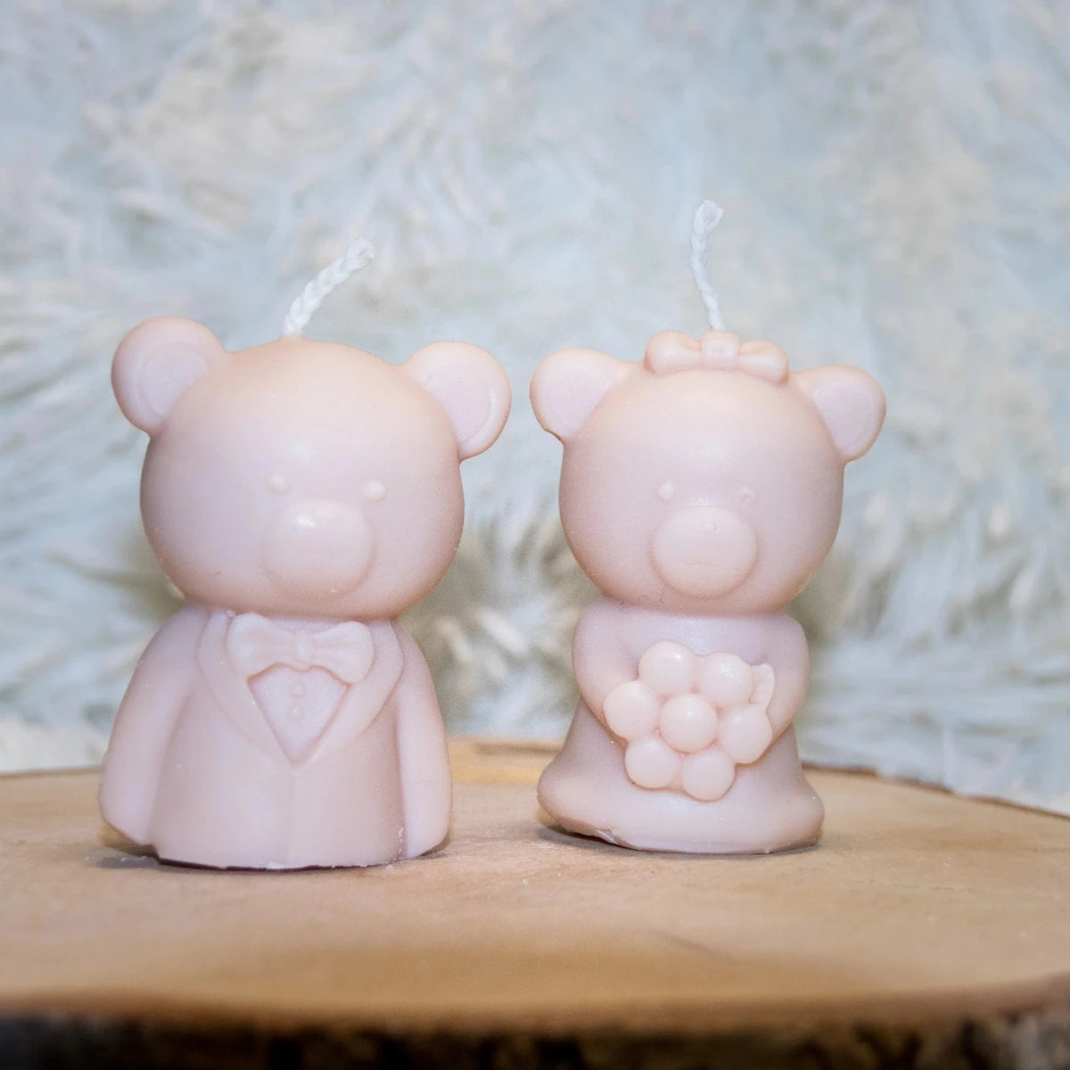 Bougie artisanale mariage Couple Mariés Ours - L'Atelier Ginko - Boutique en Ligne
