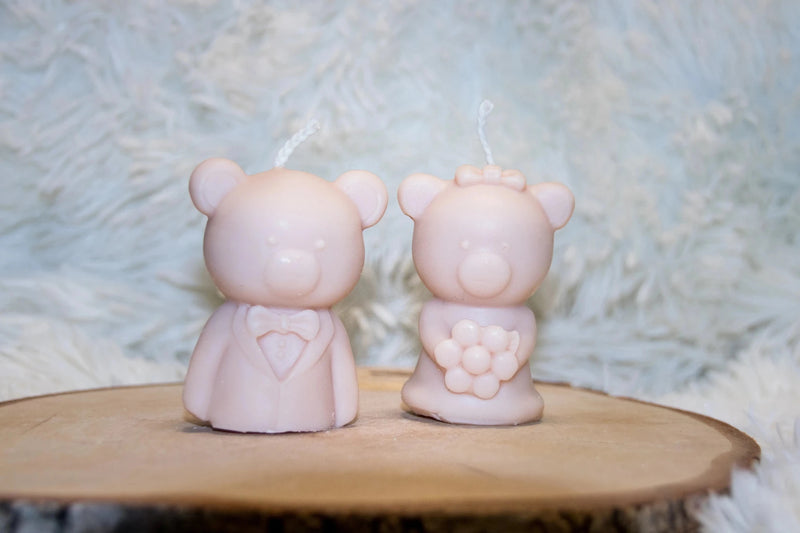 Bougie artisanale mariage Couple Mariés Ours - L'Atelier Ginko - Boutique en Ligne