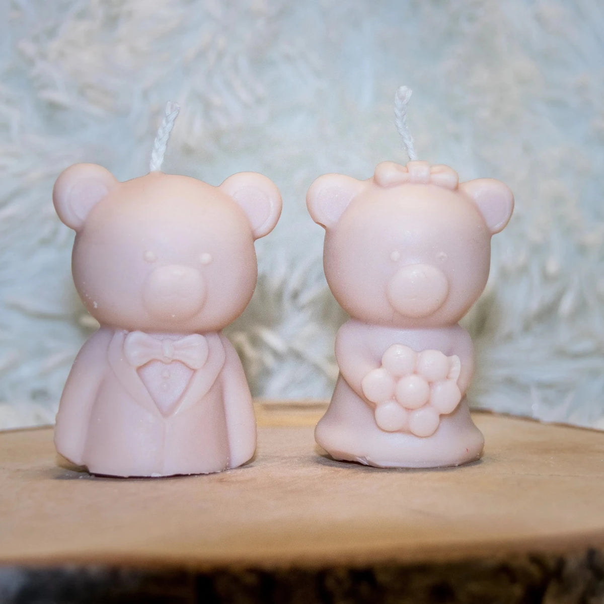 Bougie artisanale mariage Couple Mariés Ours - L'Atelier Ginko - Boutique en Ligne