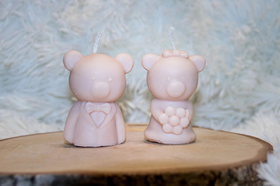 Bougie artisanale mariage Couple Mariés Ours - L'Atelier Ginko - Boutique en Ligne