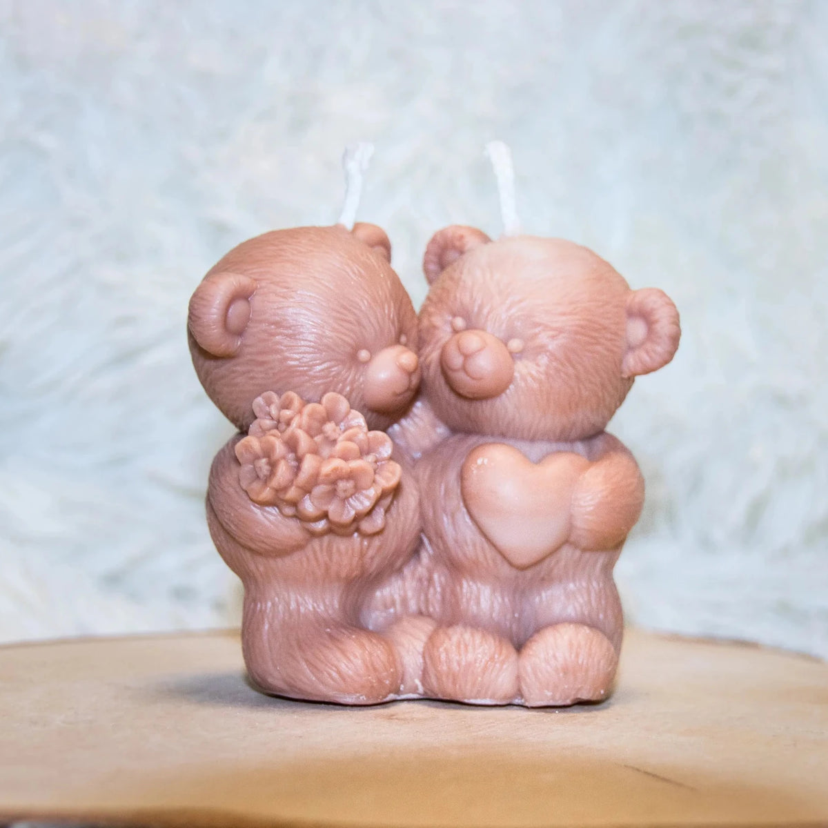 Bougie artisanale mariage Couple Ours - L'Atelier Ginko - Boutique en Ligne