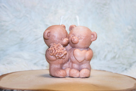 Bougie artisanale mariage Couple Ours - L'Atelier Ginko - Boutique en Ligne