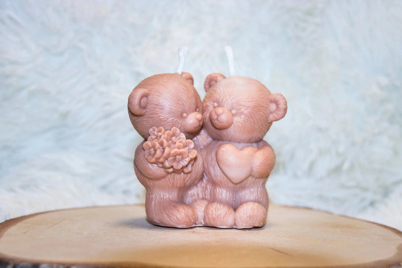 Bougie artisanale mariage Couple Ours - L'Atelier Ginko - Boutique en Ligne