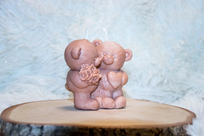 Bougie artisanale mariage Couple Ours - L'Atelier Ginko - Boutique en Ligne