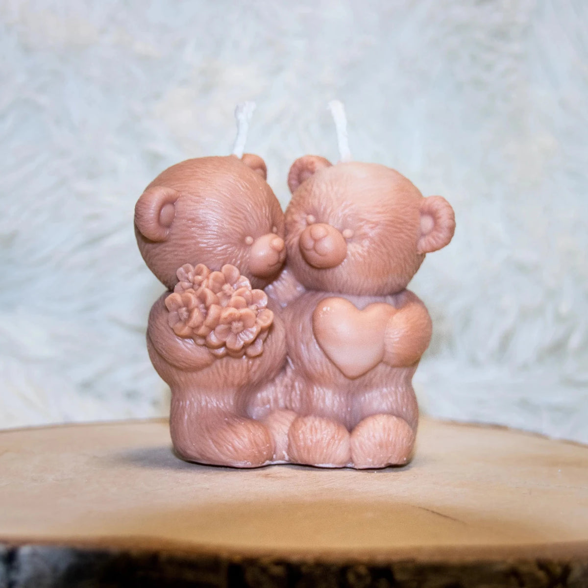 Bougie artisanale mariage Couple Ours - L'Atelier Ginko - Boutique en Ligne
