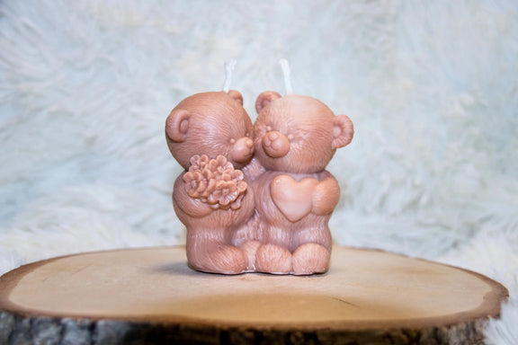 Bougie artisanale mariage Couple Ours - L'Atelier Ginko - Boutique en Ligne