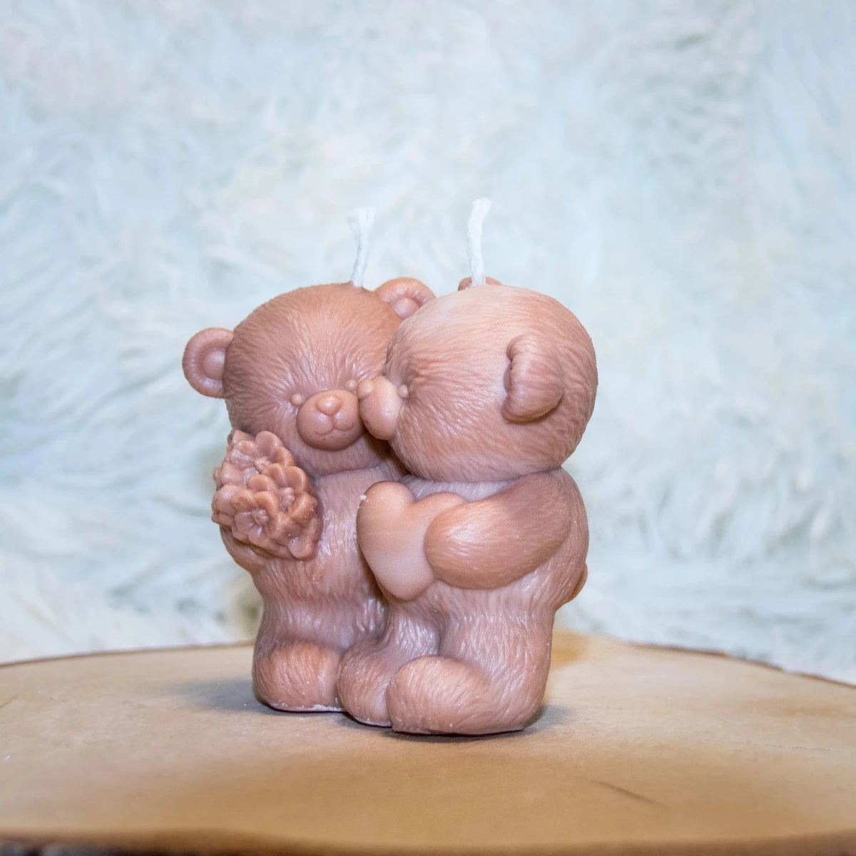 Bougie artisanale mariage Couple Ours - L'Atelier Ginko - Boutique en Ligne