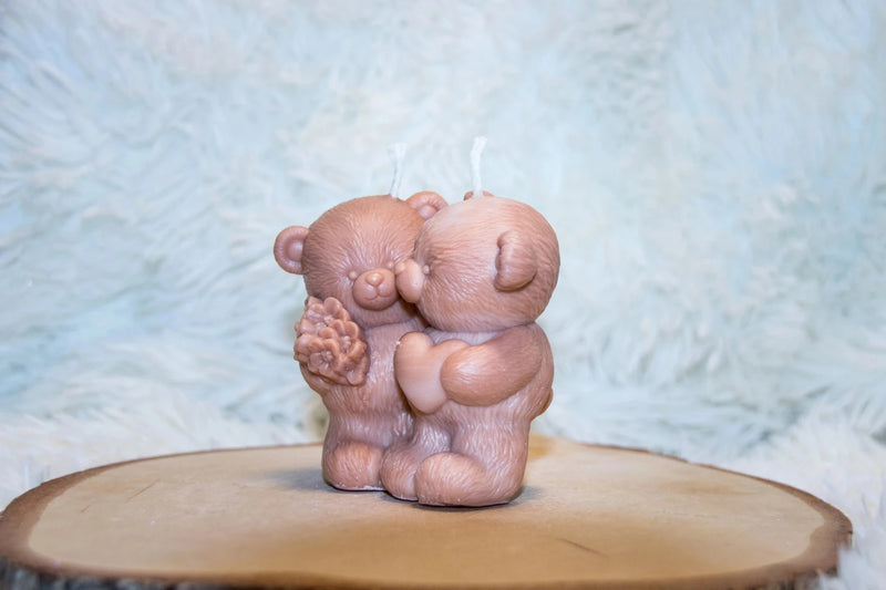 Bougie artisanale mariage Couple Ours - L'Atelier Ginko - Boutique en Ligne