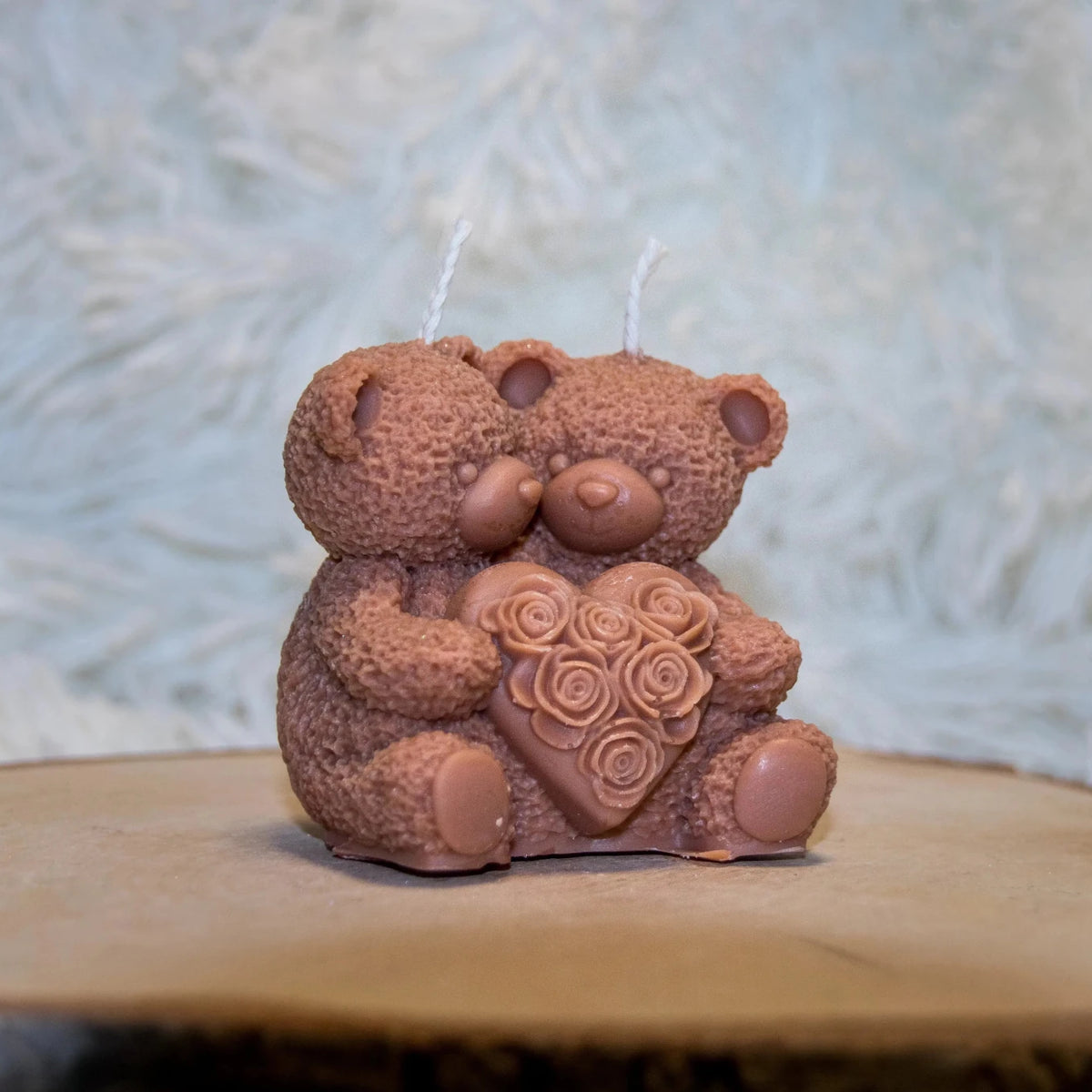 Bougie artisanale mariage Couple Ours coeur - L'Atelier Ginko - Boutique en Ligne