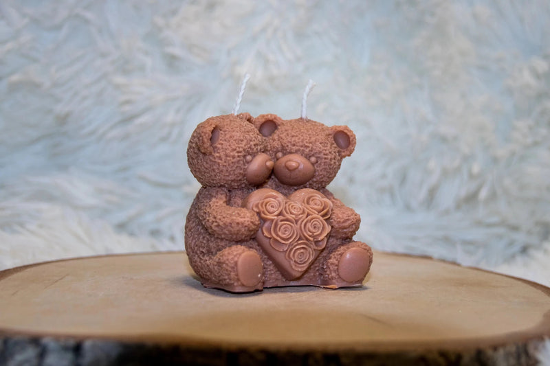 Bougie artisanale mariage Couple Ours coeur - L'Atelier Ginko - Boutique en Ligne