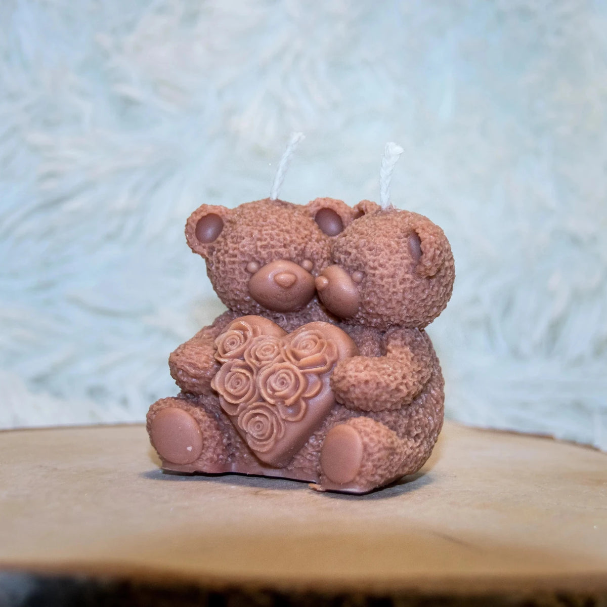 Bougie artisanale mariage Couple Ours coeur - L'Atelier Ginko - Boutique en Ligne