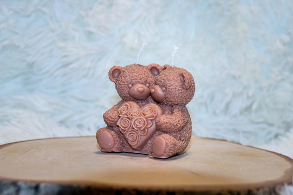 Bougie artisanale mariage Couple Ours coeur - L'Atelier Ginko - Boutique en Ligne