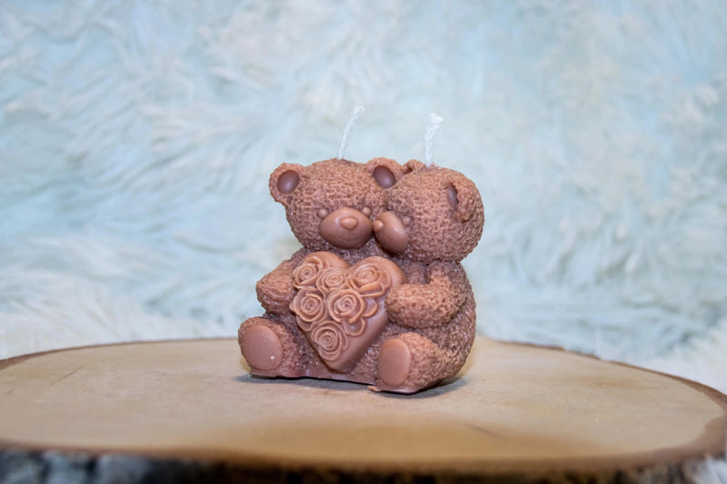Bougie artisanale mariage Couple Ours coeur - L'Atelier Ginko - Boutique en Ligne