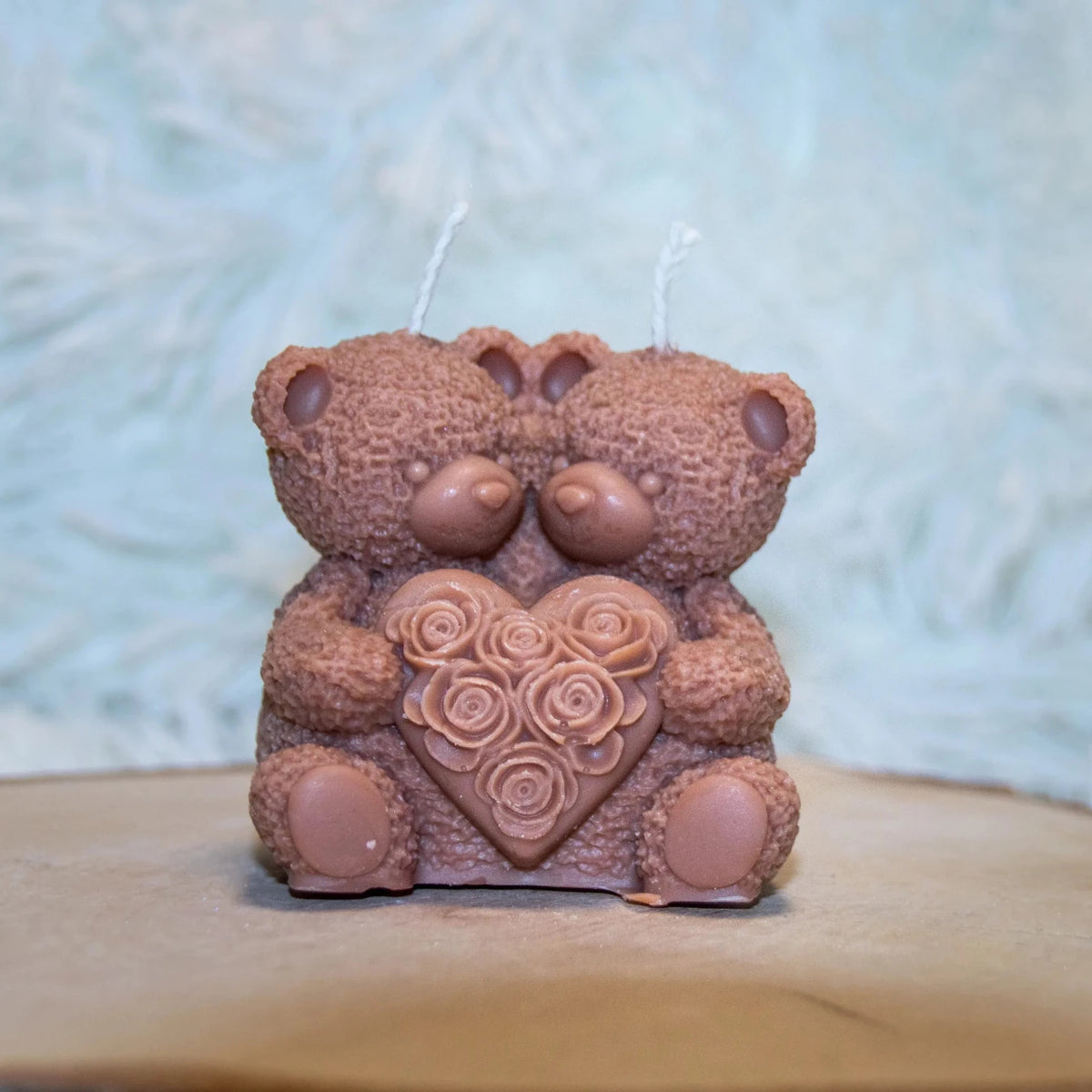 Bougie artisanale mariage Couple Ours coeur - L'Atelier Ginko - Boutique en Ligne
