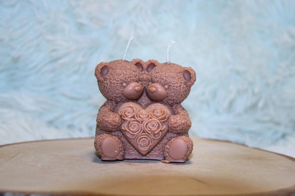 Bougie artisanale mariage Couple Ours coeur - L'Atelier Ginko - Boutique en Ligne