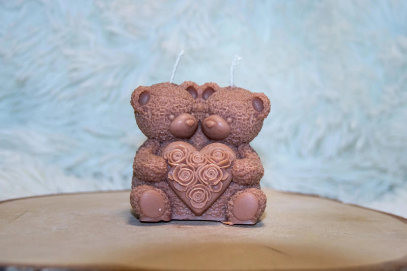 Bougie artisanale mariage Couple Ours coeur - L'Atelier Ginko - Boutique en Ligne