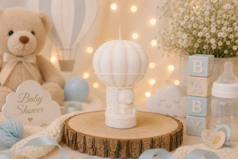 Bougie artisanale naissance Ballon - L'Atelier Ginko - Boutique en Ligne