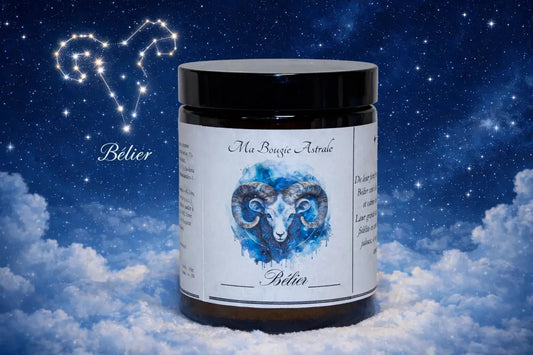 Bougie Astrologique Bélier cire soja signe du zodiaque artisanale - L'Atelier Ginko