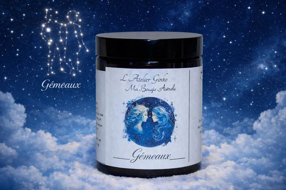 Bougie Astrologique Gémeaux cire soja signe du zodiaque artisanale - L'Atelier Ginko