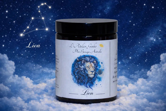 Bougie Astrologique Lion cire soja signe du zodiaque artisanale - L'Atelier Ginko