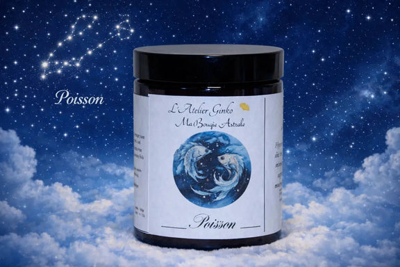 Bougie Astrologique Poisson cire soja signe du zodiaque artisanale - L'Atelier Ginko