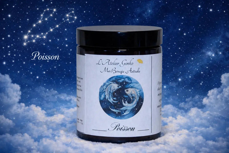 Bougie Astrologique Poisson cire soja signe du zodiaque artisanale - L'Atelier Ginko