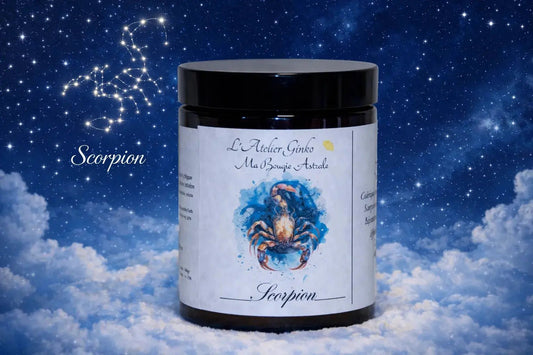 Bougie Astrologique Scorpion cire soja signe du zodiaque artisanale - L'Atelier Ginko