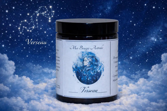 Bougie Astrologique Verseau cire soja signe du zodiaque artisanale - L'Atelier Ginko