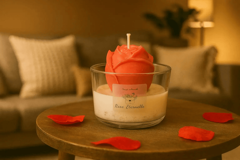 Bougie Fleur Rose décorative cire végétale artisanale – L'Atelier Ginko Moselle