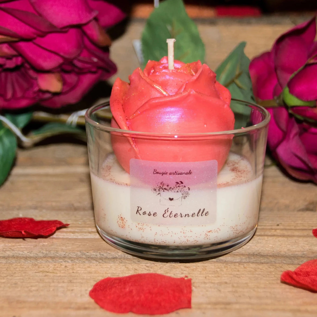 Bougie Fleur Rose originale idée cadeau cire végétale – L'Atelier Ginko