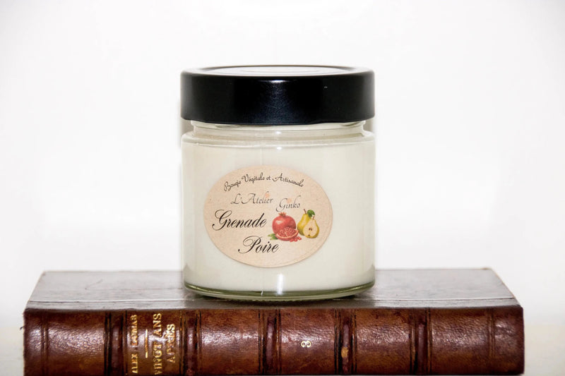 Bougie Grenade et Poire – Bougie Artisanale en cire de soja L'Atelier Ginko - Boutique en Ligne