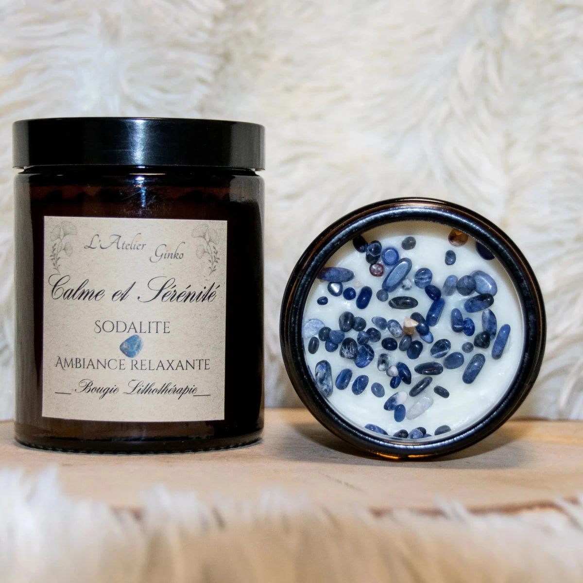 Bougie Lithothérapie parfumée Calme et Sérénité - L'Atelier Ginko - Boutique en Ligne
