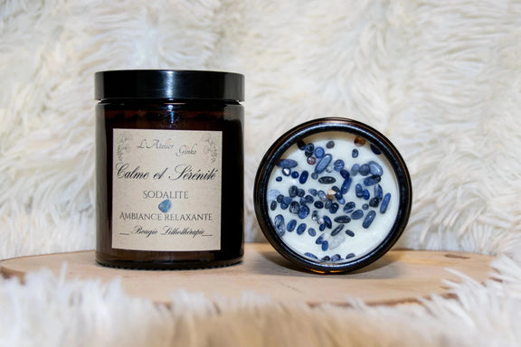 Bougie Lithothérapie parfumée Calme et Sérénité - L'Atelier Ginko - Boutique en Ligne