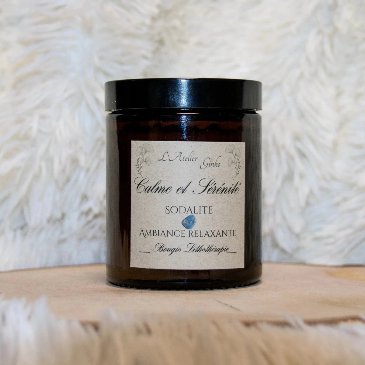 Bougie Lithothérapie parfumée Calme et Sérénité - L'Atelier Ginko - Boutique en Ligne