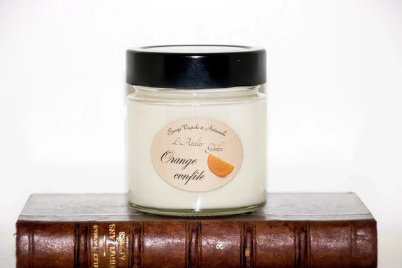 Bougie Orange Confite – Bougie Artisanale en cire de soja - L'Atelier Ginko - Boutique en Ligne