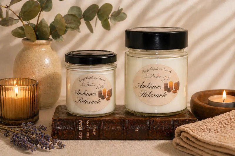 Bougie parfumée Ambiance Relaxante cire de soja artisanale L'Atelier Ginko Moselle