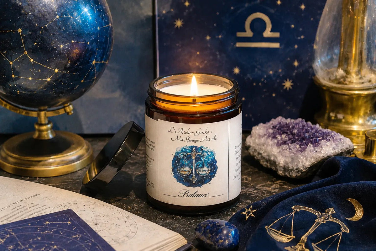 Bougie parfumée Astrologique Balance – Cire de soja artisanale - L'Atelier Ginko - Boutique en Ligne
