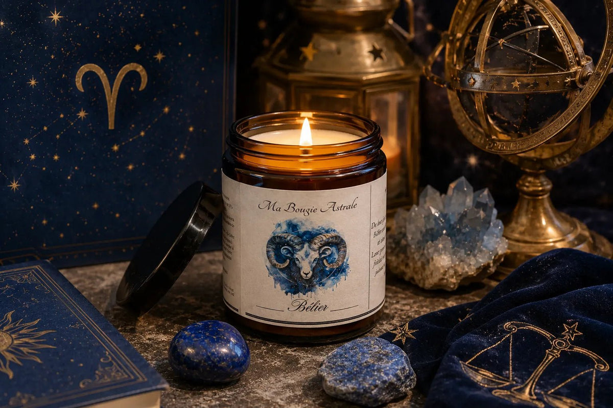 Bougie parfumée Astrologique Bélier – Cire de soja artisanale - L'Atelier Ginko - Boutique en Ligne