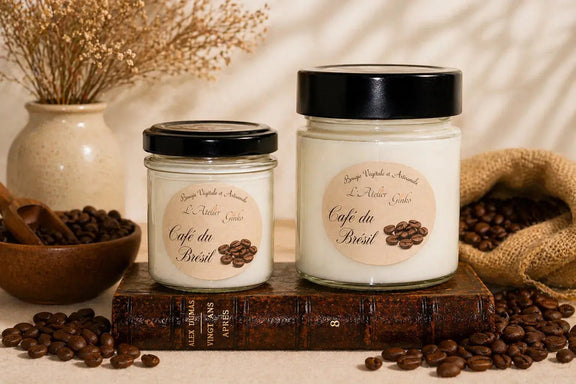 Bougie parfumée Café cire de soja artisanale L'Atelier Ginko Moselle