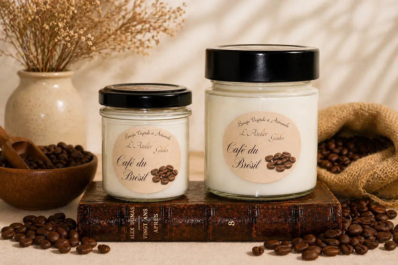 Bougie parfumée Café cire de soja artisanale L'Atelier Ginko Moselle